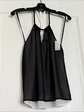 New bebe Black & White Layered Halter Cami Sz XXS.